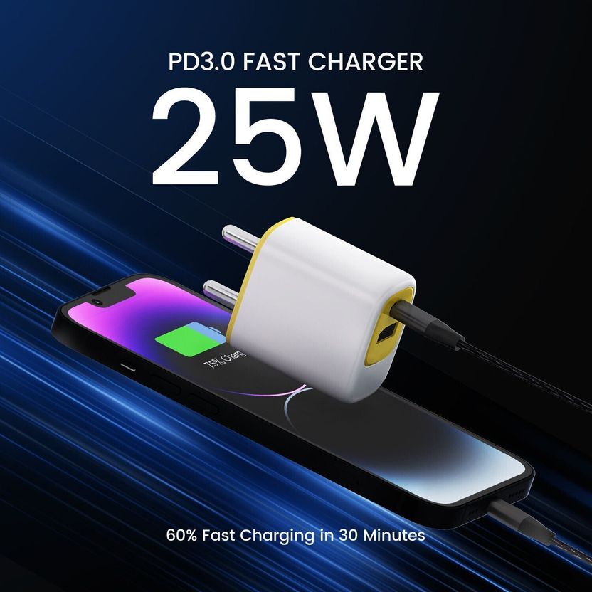 DeperAI 25 W Power GaN 2 A Dual Port Mobile Charger (Yellow) - Image 4