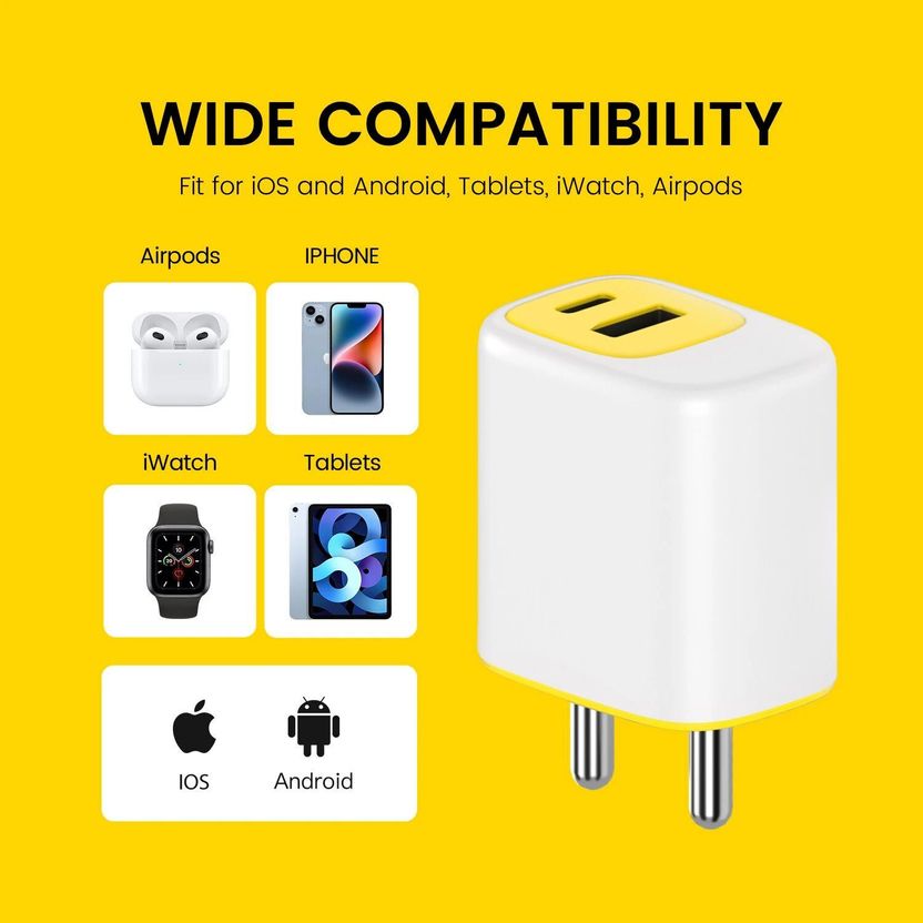 DeperAI 25 W Power GaN 2 A Dual Port Mobile Charger (Yellow) - Image 5