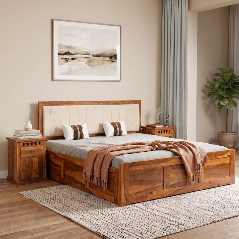 SONA Veronica Sheesham Wood King Size Bed with Storage - Image 8