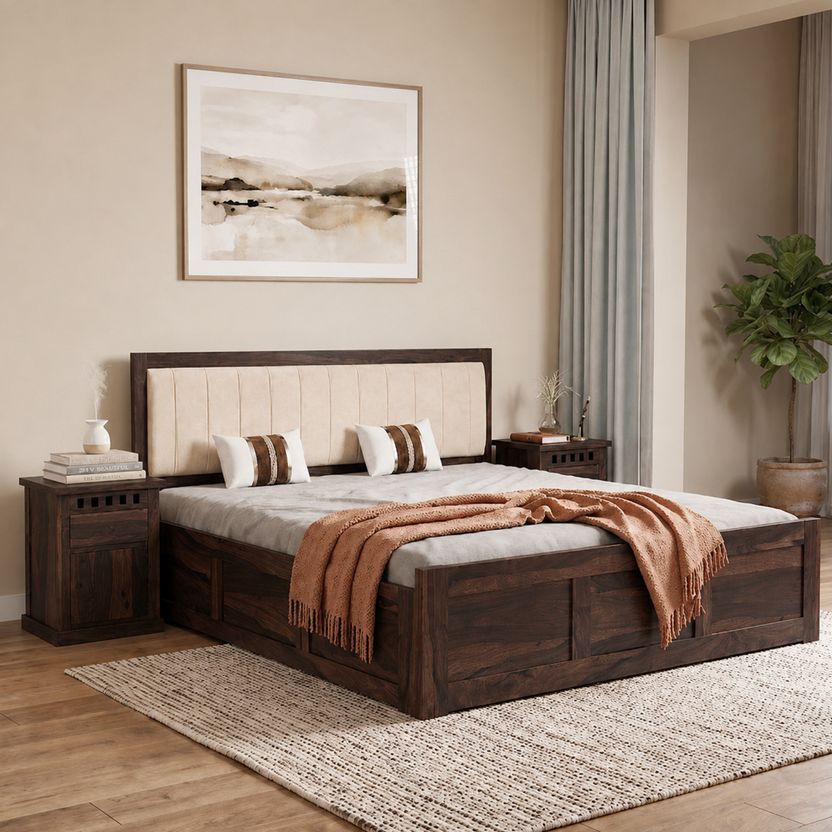SONA Veronica Sheesham Wood King Size Bed with Storage - Image 10