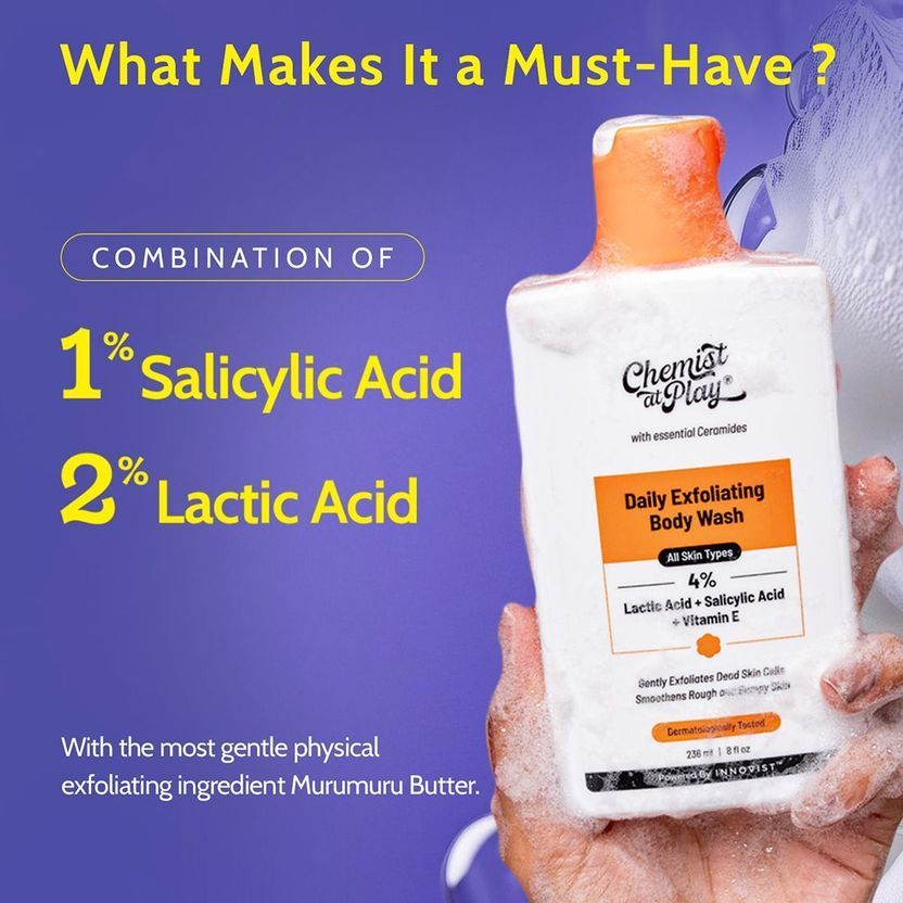 Chemist at Play Lactic & Salicylic Acid Exfoliate Body Wash 236ml - Image 5