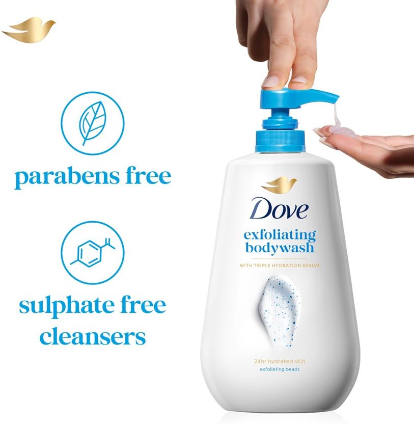 DOVE Exfoliating Triple Hydration Serum Body Wash 825ml - Image 7
