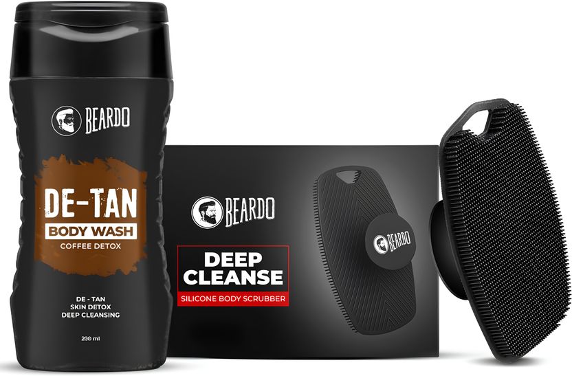 BEARDO De-Tan Body Wash & Silicone Scrubber for Men, Pack of 2, Brown - Image 3