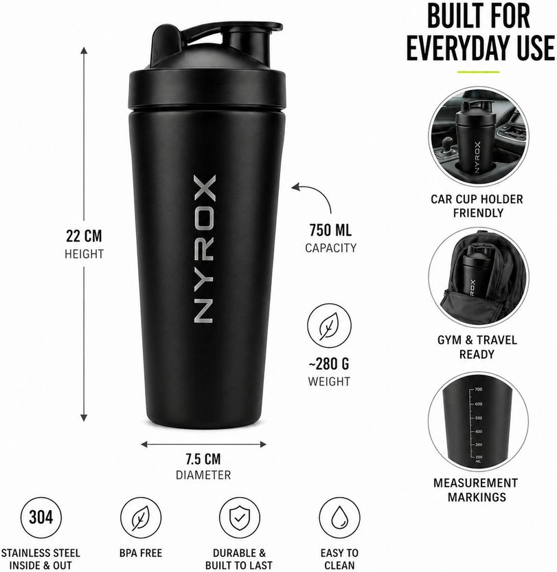NYROX Steel Shaker 750 ml - Image 3