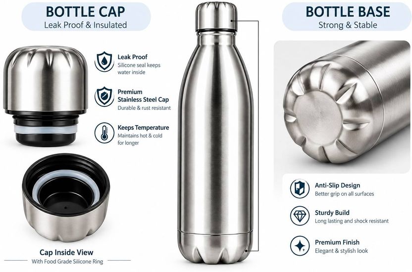 flaskbottles 1 Litre Stainless Steel Vacuum Insulated Water Bottle - Image 7