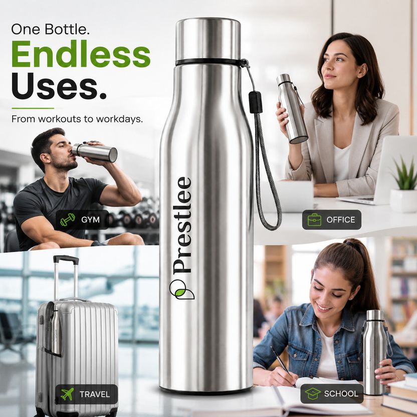 Prestlee Tag 1000ml Stainless Steel Water Bottle 3-Pack - Image 10