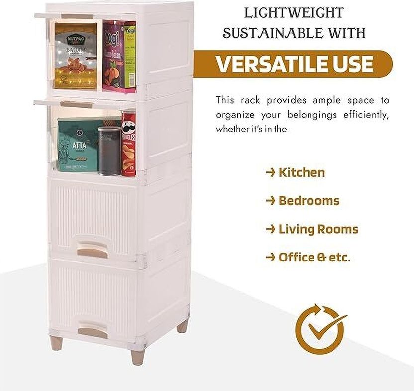 MECHON 4-Tier Foldable Plastic Cupboard - Image 3