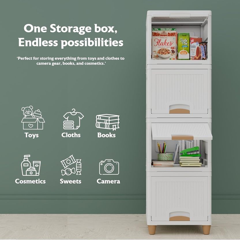 MECHON 4-Tier Foldable Plastic Cupboard - Image 4