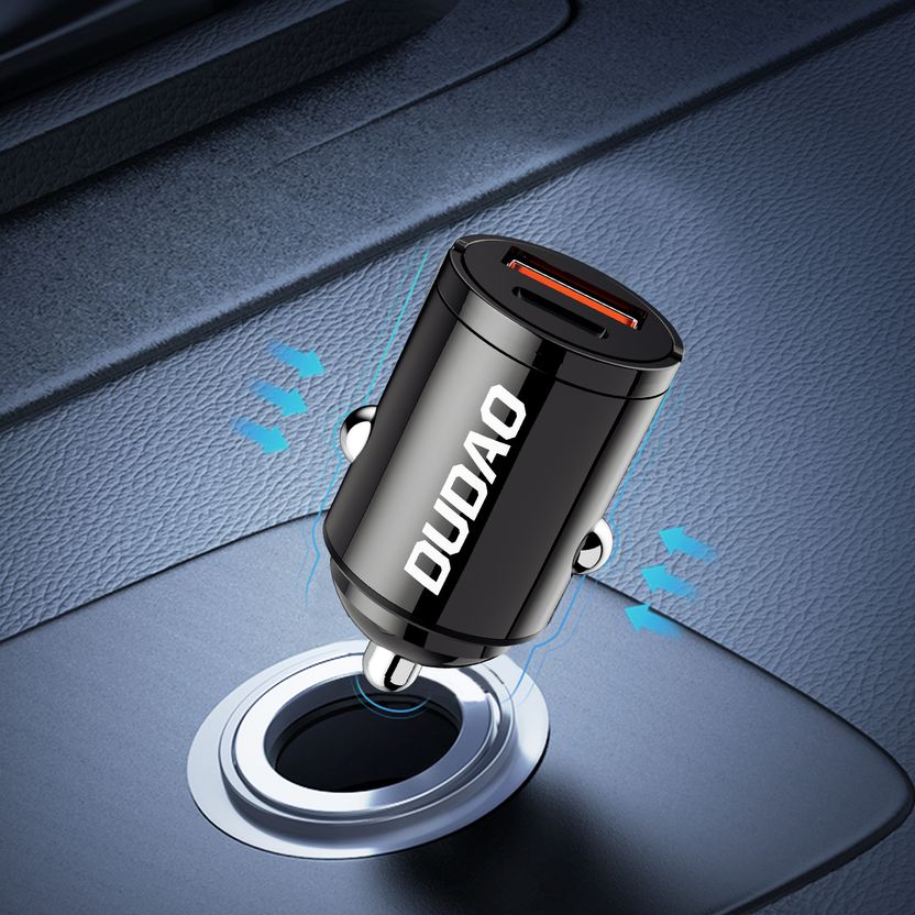 DUDAO 48W Qualcomm 3.0 Turbo Car Charger Grey - Image 2