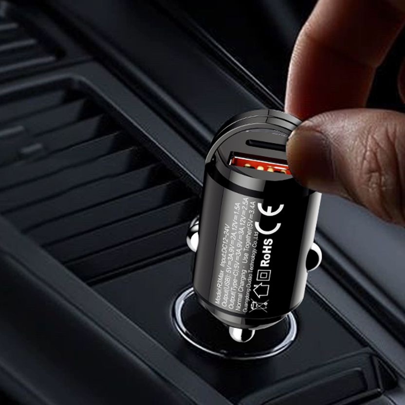 DUDAO 48W Qualcomm 3.0 Turbo Car Charger Grey - Image 4