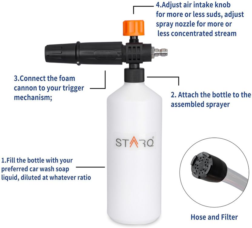 STARQ 1 Ltr Professional Snow Foam Lance/Canon Blaster with 1/4" ...more - Image 2