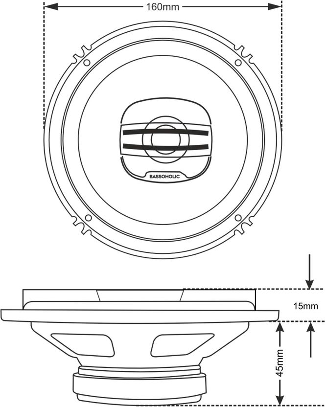 BASSOHOLIC Two Way 6 Inches High Bass Coaxial Car Speaker - Image 5