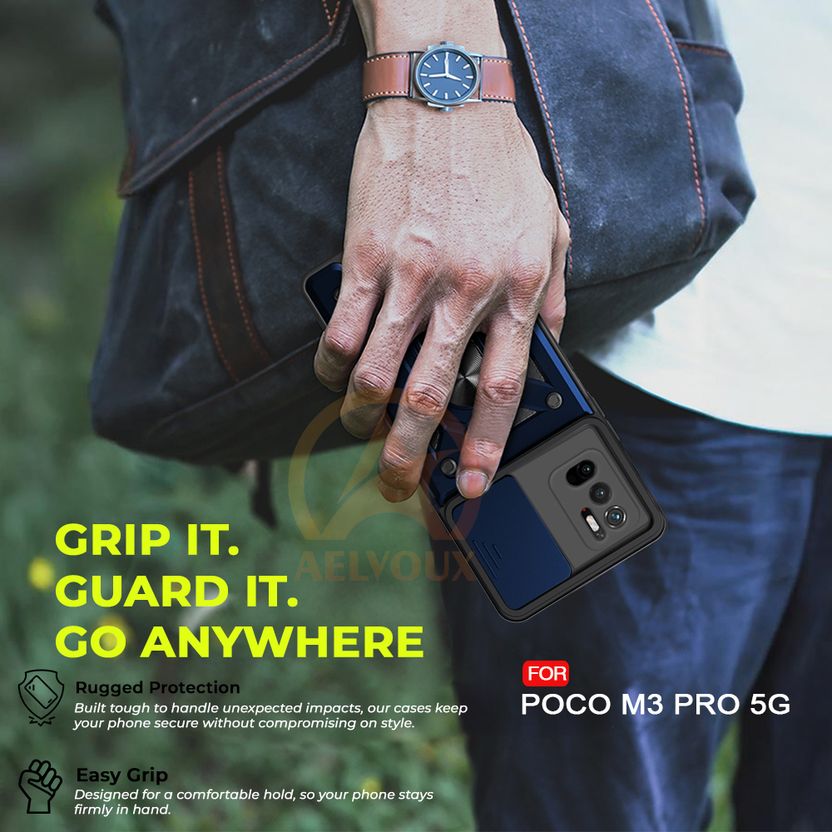AelVouX Back Cover for Poco M3 Pro 5G Blue Slider - Image 4