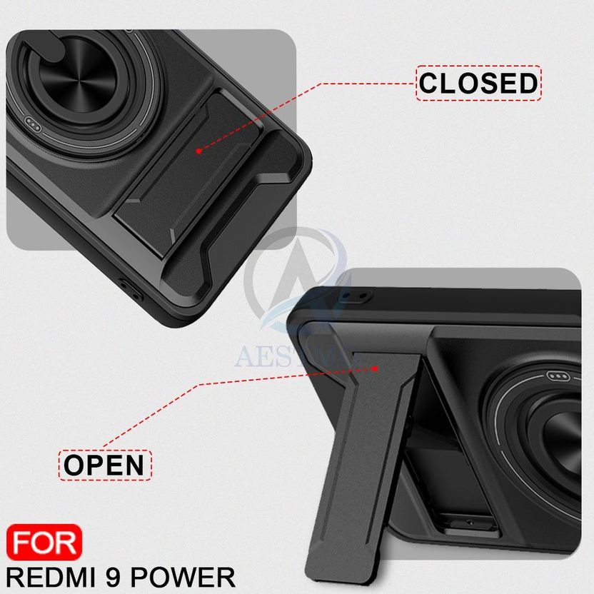 AESTMO Rugged Armor Back Cover for Redmi 9 Power (Black) - Image 5