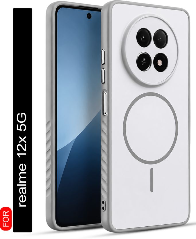 AuraX Back Cover for REALME 12X 5G, Grey, Shock Proof - Image 1