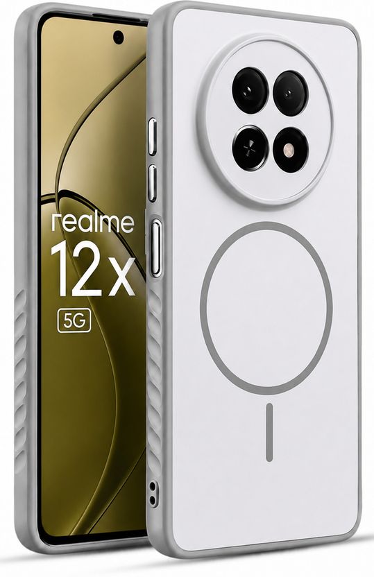 AuraX Back Cover for REALME 12X 5G, Grey, Shock Proof - Image 4