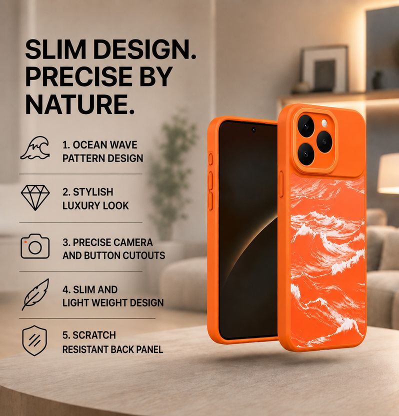 Knotyy Back Cover for vivo V70 FE, Orange - Image 3