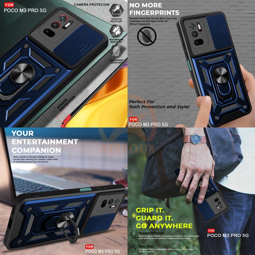 AelVouX Back Cover for Poco M3 Pro 5G Blue Slider - Image 5