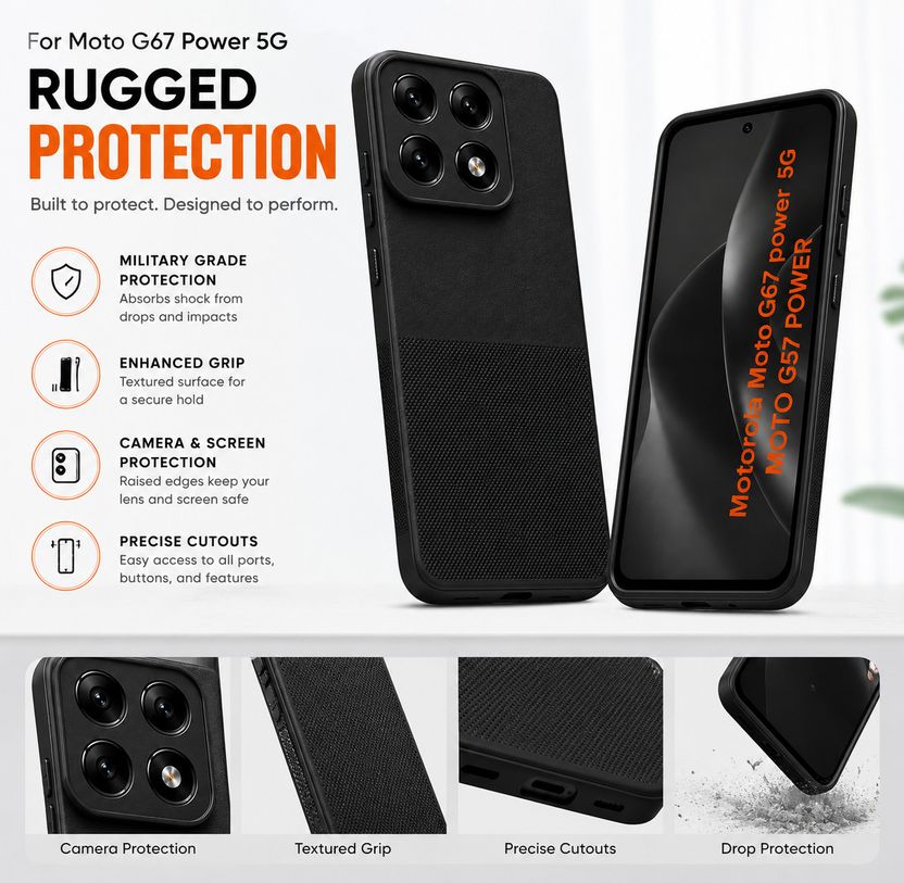 SBMS Back Cover for Motorola Moto G67 5G (Black) - Image 3