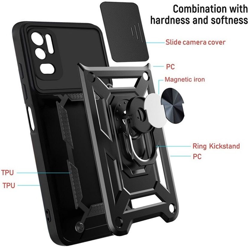 RUNICHA Back Cover for Poco M3 Pro (Black, Grip Case, Rubber, Pac...more - Image 3