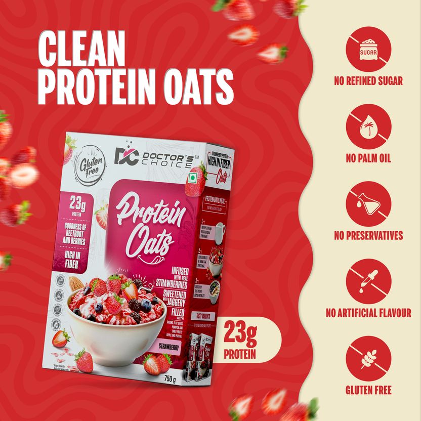 Doctor's Choice Strawberry High Protein Oats 23g - Image 2