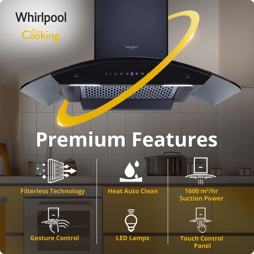 Whirlpool CGFL PRO 904 90 cm Curved Glass Chimney - Image 3