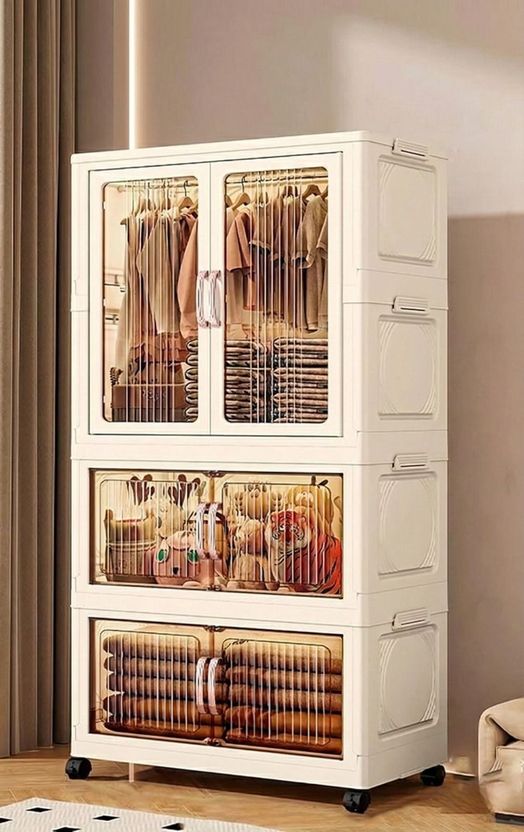 LUHI 3-Door 3-Shelf Plastic Collapsible Cupboard - Image 9