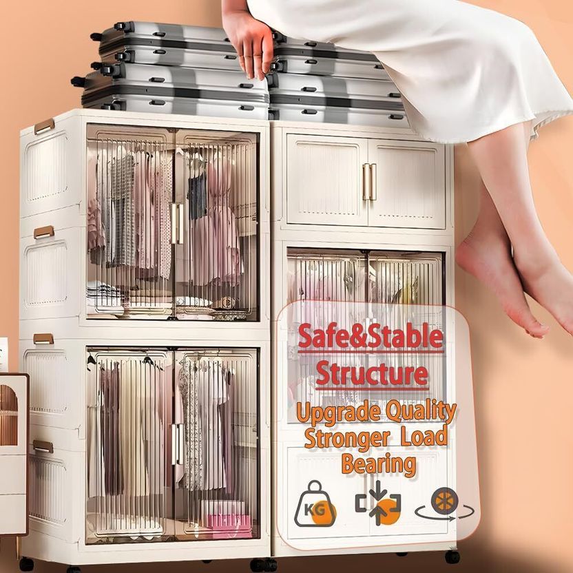 LUHI 3-Door 3-Shelf Plastic Collapsible Cupboard - Image 4