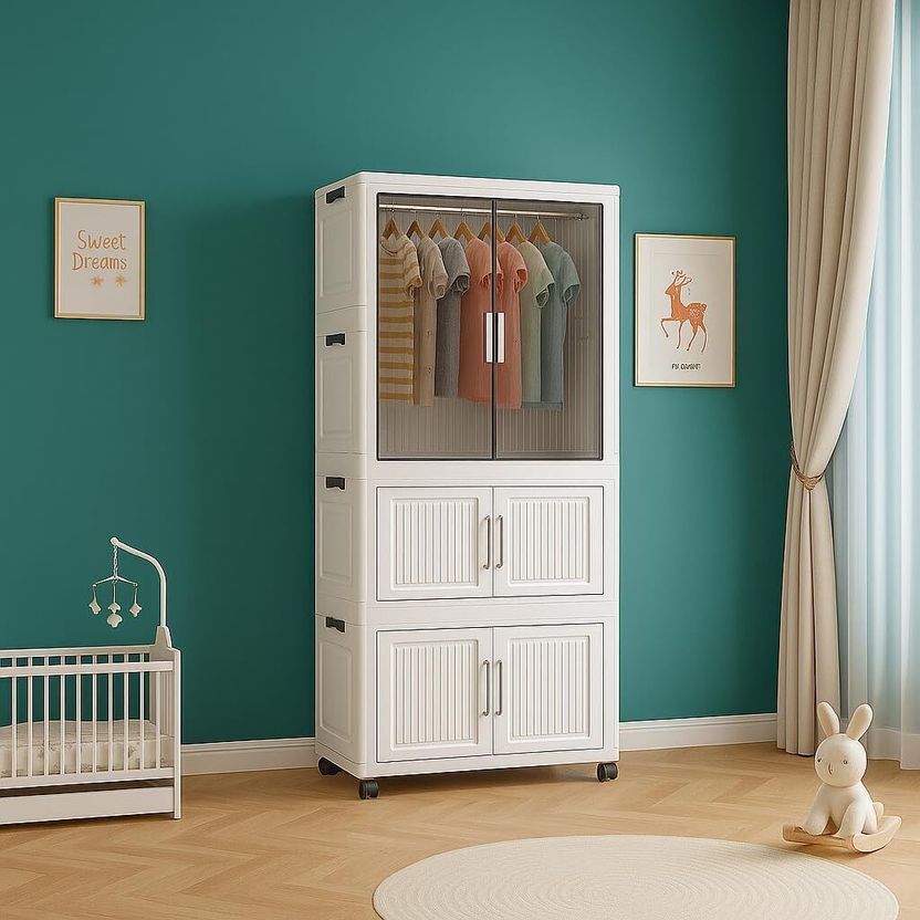 LUHI 3-Door 3-Shelf Plastic Collapsible Cupboard - Image 1