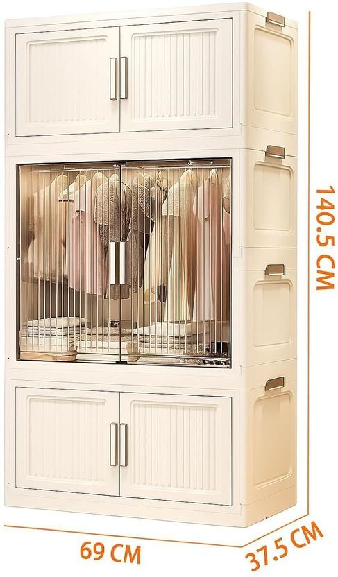 LUHI 3-Door 3-Shelf Plastic Collapsible Cupboard - Image 2