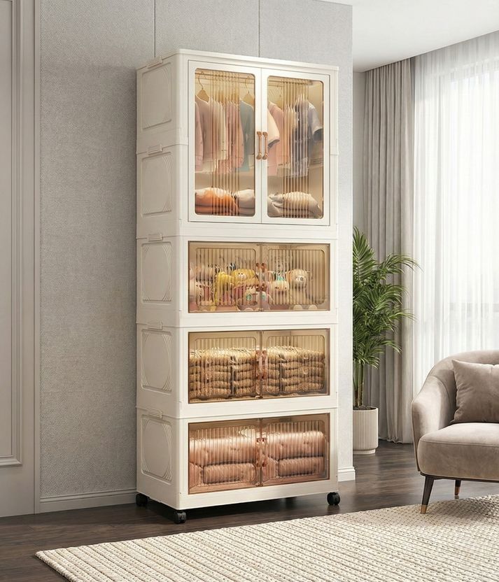 LUHI 3-Door 3-Shelf Plastic Collapsible Cupboard - Image 8