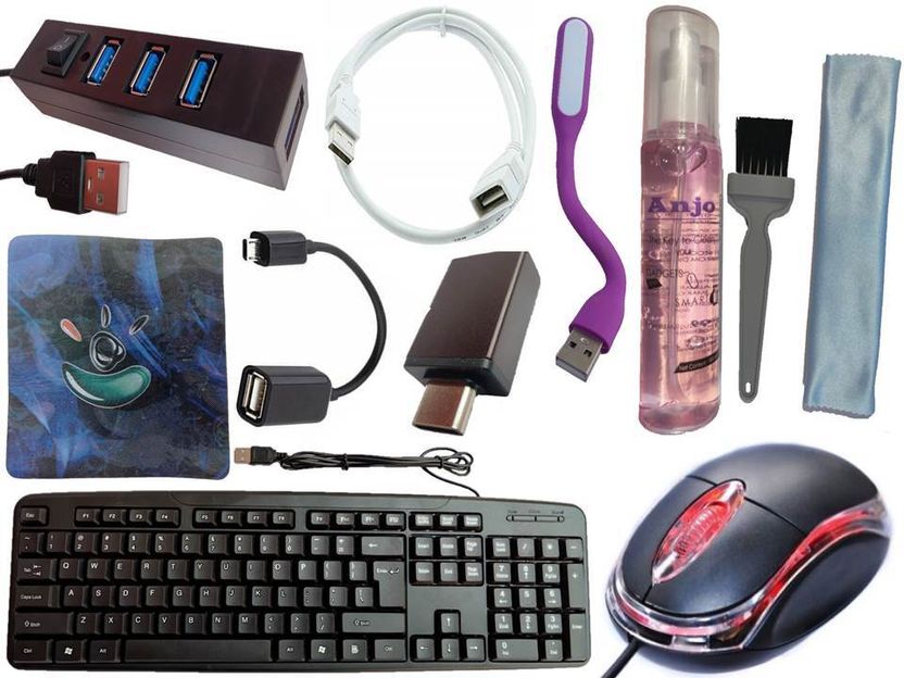 ANJO 3-in-1 USB Keyboard, Mouse, Pad, 2.0 Hub, LED, 1.5m Ext Cable - Image 1