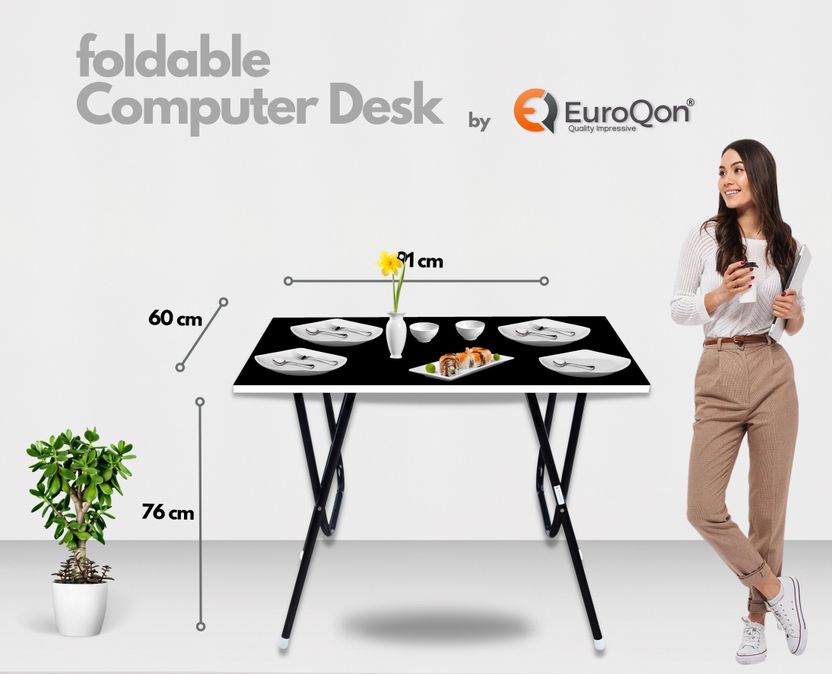EuroQon Workstation Foldable इंजीनियर्ड वुड कंप्यूटर डेस्क - Image 2