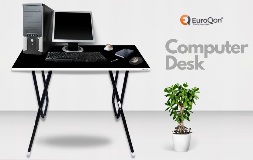 EuroQon Workstation Foldable इंजीनियर्ड वुड कंप्यूटर डेस्क - Image 8