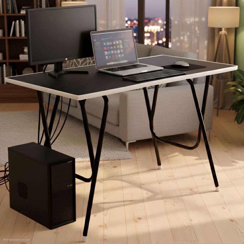 EuroQon Workstation Foldable इंजीनियर्ड वुड कंप्यूटर डेस्क - Image 10