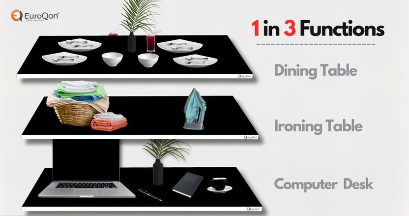 EuroQon Workstation Foldable इंजीनियर्ड वुड कंप्यूटर डेस्क - Image 5