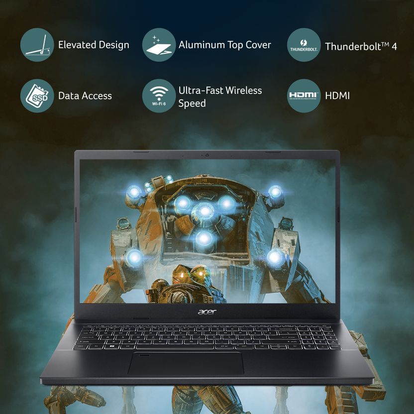 Acer Aspire 7 Intel Core i5 12th Gen 1240P - (8 GB/512 GB SSD/Windows 11 Home/4 GB Graphics/NVIDIA GeForce GTX 1650) A715-51G, A715-51G-527C Gaming Laptop - Image 6
