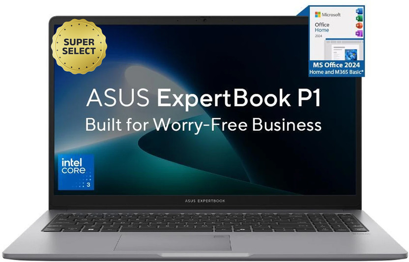 ASUS ExpertBook P1 with 1 Yr ADP (i3 14th Gen) Intel Core 3 100U - (8 GB/512 GB SSD/Windows 11 Home) P1503CVAI-S70005WS Thin and Light Laptop