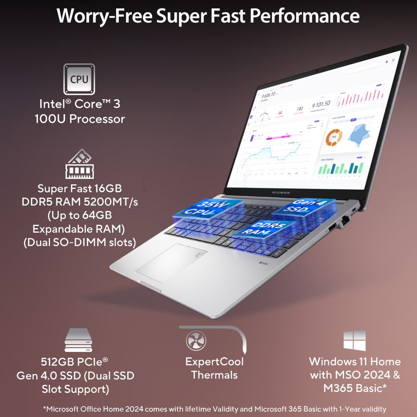 ASUS ExpertBook P1 14th Gen i3 100U 8GB 512GB SSD - Image 3