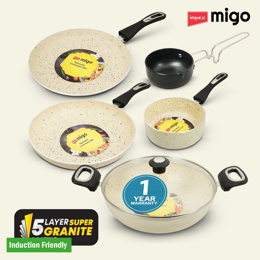IMPEX 6 Pcs Nonstick Induction bottom Granite FKTM 6 Festival Gift Set Induction Bottom Non-Stick Coated Cookware Set Price in India - Image 1