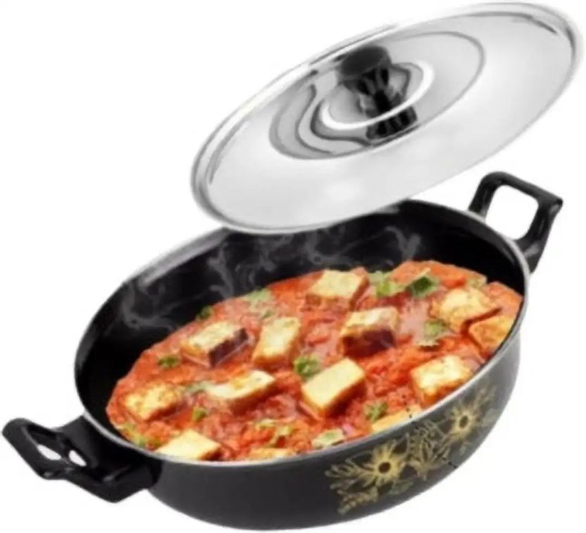 My Store Non Stick Black Kadhai with Lid - Cook Delicious Meals with Induction Cookware Kadhai 27 cm diameter with Lid 3.5 L capacity Price in India - Image 2