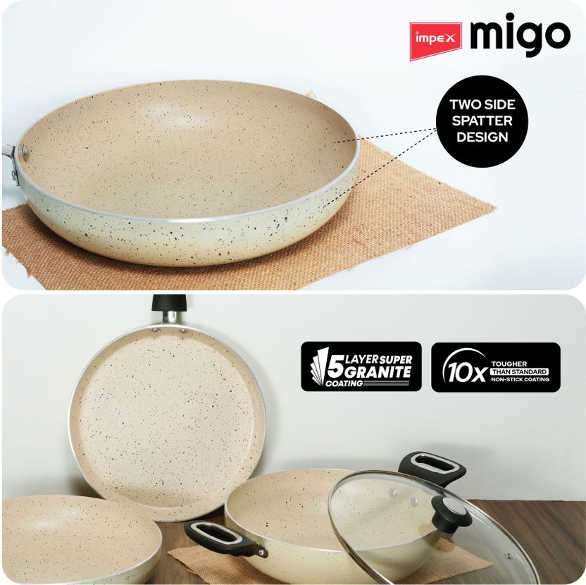 IMPEX 6 Pcs Nonstick Induction bottom Granite FKTM 6 Festival Gift Set Induction Bottom Non-Stick Coated Cookware Set Price in India - Image 4
