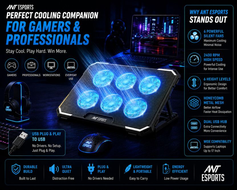 Ant Esports NC230 6 Fan Cooling Pad - Image 8
