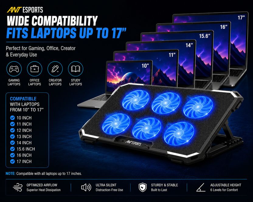 Ant Esports NC230 6 Fan Cooling Pad - Image 6