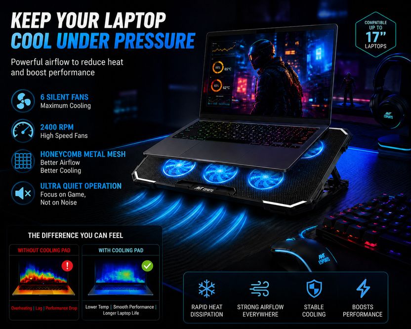 Ant Esports NC230 6 Fan Cooling Pad - Image 5