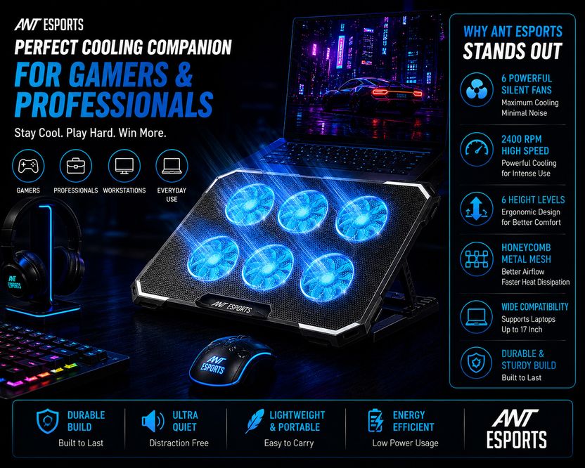 Ant Esports NC230 6 Fan Cooling Pad - Image 9