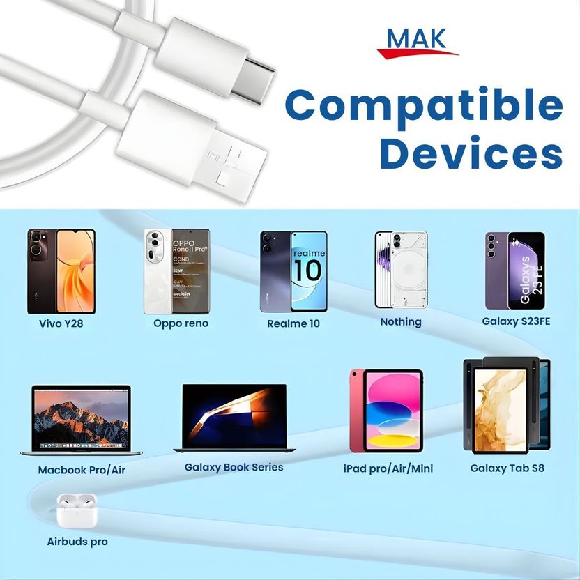 MAK USB Type C Cable 6A 1m 60W - Image 5