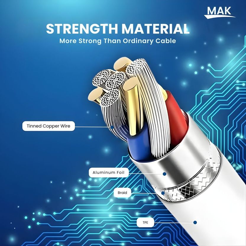 MAK USB Type C Cable 6A 1m 60W - Image 2
