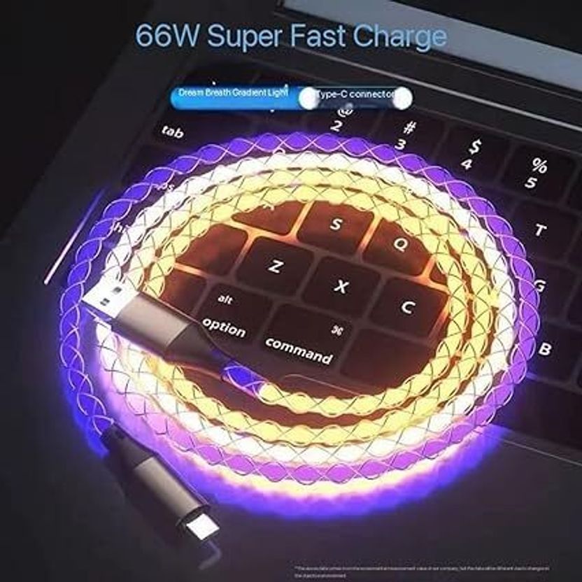 BASS BLING USB Type C Cable 6A 0.9m Aluminum Braided RGB - Image 5