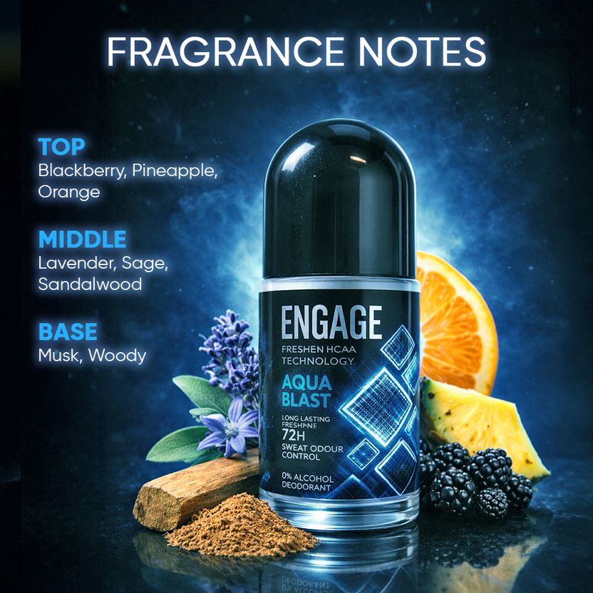 Engage Aqua Blast Underarm Roll On Deo 50ml - Image 8
